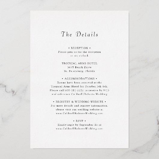 Alles in één bruiloft Botanisch Wreated Roos Gold Folie Uitnodiging (Achterkant)