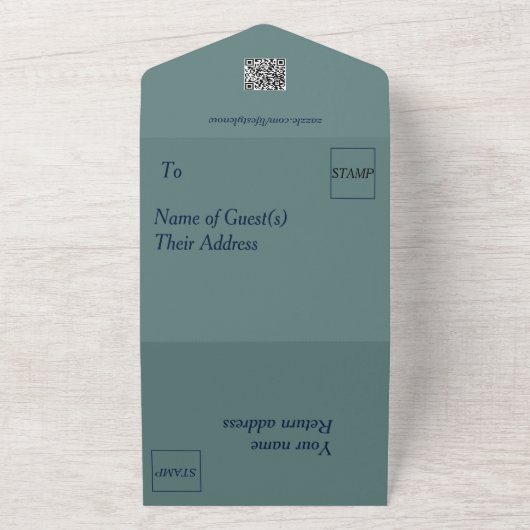 Alles in één bruiloft - Silver Eucalyptus All In One Uitnodiging (Buitenkant)