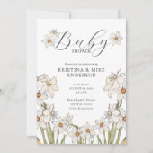 Alles in één Daffodil Spring QR Code Baby shower Kaart (Voorkant)