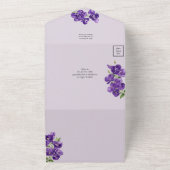 Alles in een diep Paarse viooltjes bruiloft uitnod All In One Uitnodiging (Buitenkant)