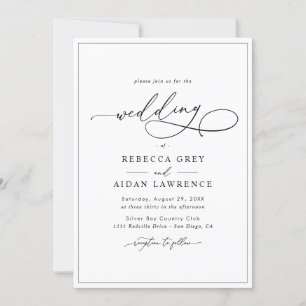 Alles in één elegant script Sage Green Wedding Kaart