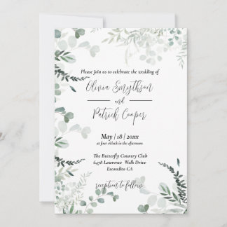 Alles in één, elegante eucalyptusbladeren Wedding Kaart
