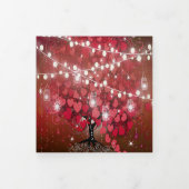 Alles in één elegante rode en roze hartritmebruilo drieluik uitnodiging (Cover)