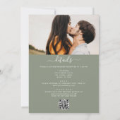 Alles in één Eucalyptus groen QR code bruiloft Kaart (Achterkant)