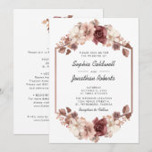 Alles in één Floral Eucalyptus Roos Gold Wedding Kaart (Voorkant / Achterkant)