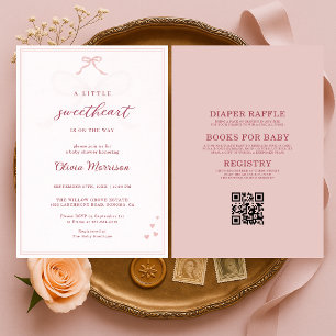 Alles in één klein lief roze strikje baby shower kaart