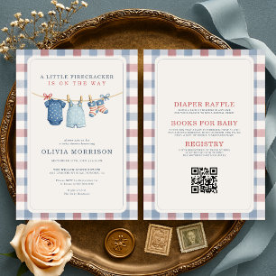 Alles in één kleine vuurpijl 4 juli baby shower kaart