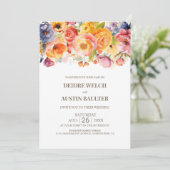 Alles in één levendige lente bloemenbruiloft kaart (Staand voorkant)