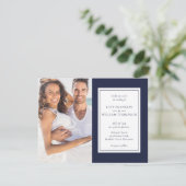 Alles in één marineblauw foto bruiloft kaart (Staand voorkant)