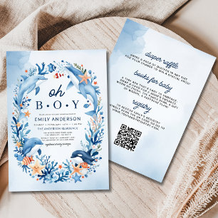Alles in een onder het Zee Oh Boy Blue Baby shower Kaart