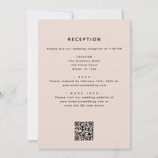 Alles in een QR-code Roze Bloemen Eucalyptus Bruil Kaart (Achterkant)