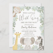 Alles in één QR Code Twee Wilde Mensen Baby shower Kaart (Voorkant)