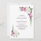 Alles in één roze witte bloemenbruiloft kaart (Voorkant)
