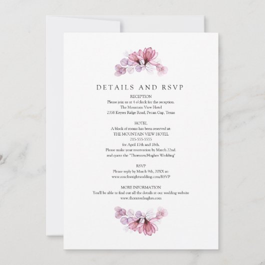 Alles in één stoffig Roos Transparant bloemenbruil Kaart (Achterkant)