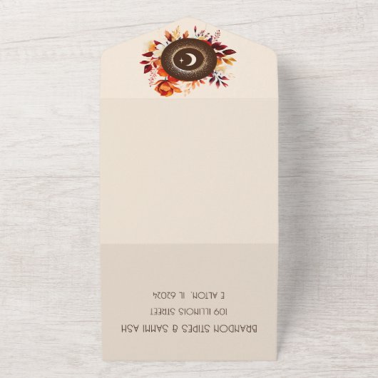 Alles in één trouwuitnodiging all in one uitnodiging (Buitenkant)