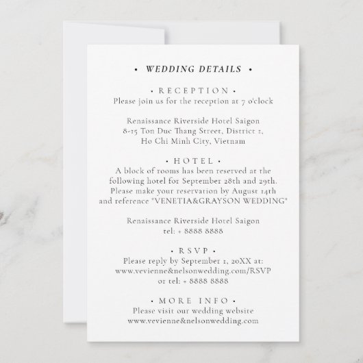 Alles in een Vietnamese bruiloft Kaart (Achterkant)