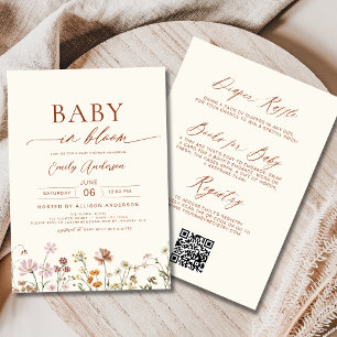 Alles in één Wildflower Baby in Bloom Baby shower Kaart