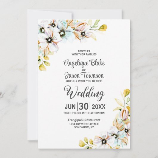 Alles in één Wildflower bruiloft Kaart (Voorkant)