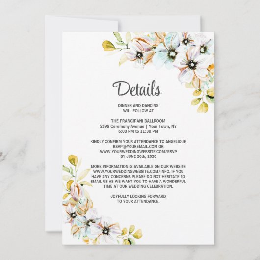 Alles in één Wildflower bruiloft Kaart (Achterkant)