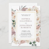 Alles in één witte rozen tropische bloemen bruilof kaart (Voorkant / Achterkant)