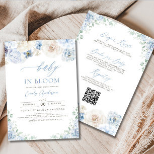 Alles in One Boy Blue Baby in Bloom Baby shower Kaart