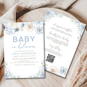 Alles in One Boy Blue Baby in Bloom Baby shower Kaart
