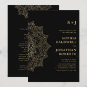 Alles in One Gold Mandala Monogram Black Weddensch Kaart (Voorkant / Achterkant)