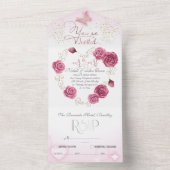 Alles in One Wedding Invite para boda con rosas All In One Uitnodiging (Binnen)
