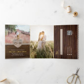 Alles Inclusief Rustiek Houten Kant Foto RSVP Prog Drieluik Uitnodiging (Binnen)