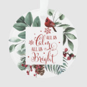Alles is Calm All is Bright Cardinaal Greenery Xma Ornament (voorkant)