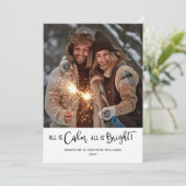 Alles is Calm All is Bright Two Photo Holiday Kaar Feestdagenkaart (Staand voorkant)