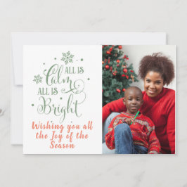 Alles is Calm/Kerstcitaat/2-gesteunde Kaart/Groen Feestdagenkaart