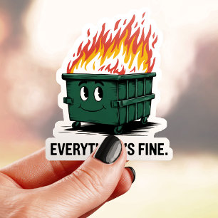Alles is fijn Dumpster Fire Vinyl Sticker