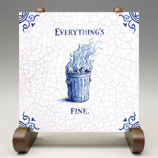 Alles is goed Delft Blauw Nederlandse Stijl  Tegeltje