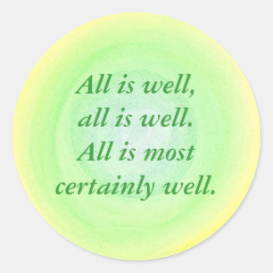 Alles is goed, geel groene affirmatie stickers