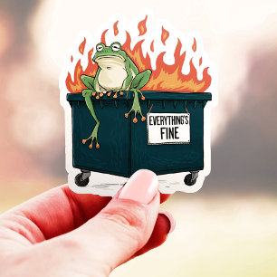 Alles is goed Kikker Vuilstortbrand Vinyl Sticker