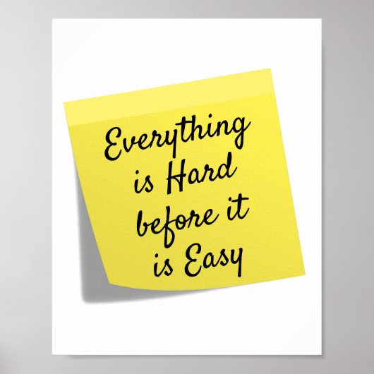 Alles is moeilijk, inspirerend citaat poster (Voorkant)