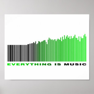 Alles is muziek Citaat Groen Streepjescode Equaliz Poster
