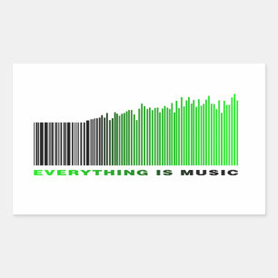 Alles is Muziek Groene Tekst Barcode Song Player Rechthoekige Sticker