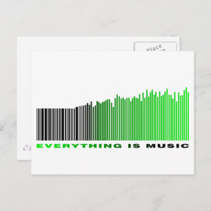 Alles is muziek Quote Green Barcode Equalizer Briefkaart