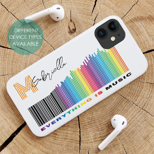 Alles is Muziek Rainbow Sound Barcode Monogram iPhone 11 Hoesje