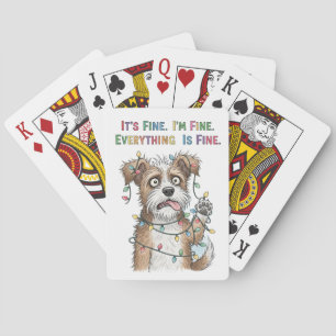 Alles is prima eigenzinnige kleurrijke kersthond pokerkaarten