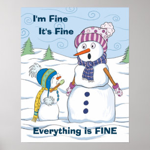Alles is prima Funny Snowman Value Poster
