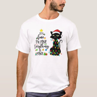 Alles is prima, grappige zwarte kat. t-shirt