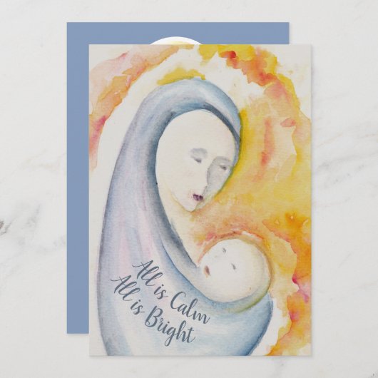 Alles is rustig, alles is helder, Madonna en kind Feestdagenkaart (Voorkant / Achterkant)