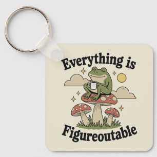 Alles is uit te vogelen kikker met koffie sleutelhanger