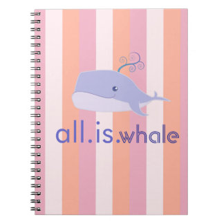 Alles is walvis (blauw, roze strepen) notitieboek
