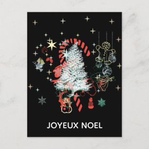 Alles met Kerstmis Joyeux Noel Candy Cane Black Feestdagenkaart