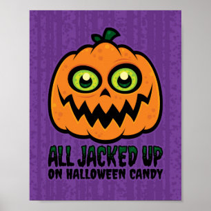 Alles opgejaagd op Halloween Snoep Jack-O'-Lantern Poster