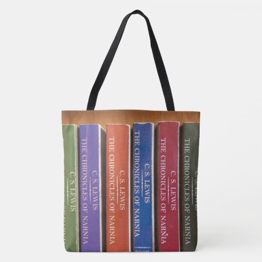 Alles-over-afdruk Canvas tas van bibliotheekboeken (Voorkant)
